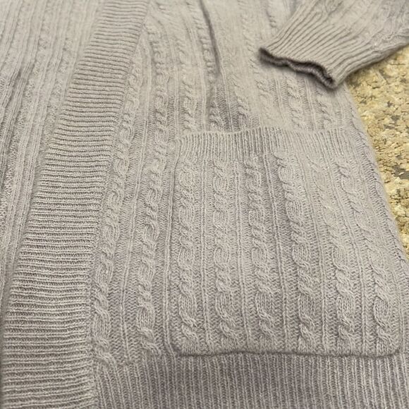 VTG Liz Claiborne open front 2 pocket cardigan Lambswool Angora sweater size L P - Picture 2 of 8
